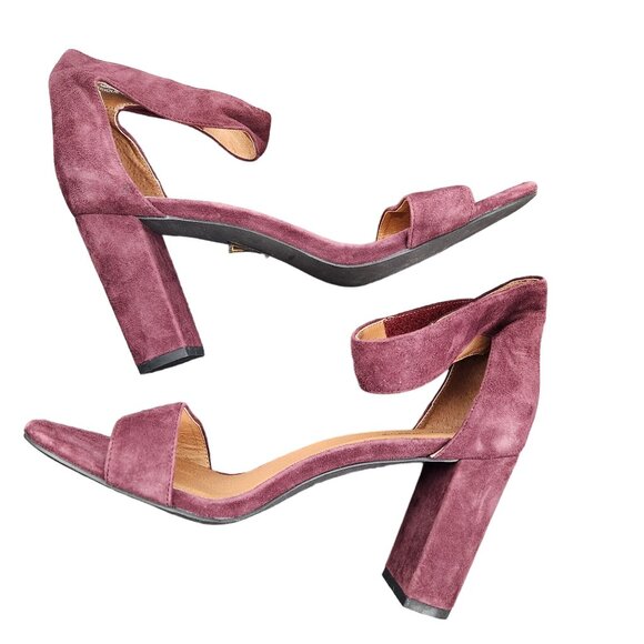 Jeffrey Campbell Heels Women's 10 Lindsay Ankle Strap Sandal Red Suede Shoe - Picture 8 of 9